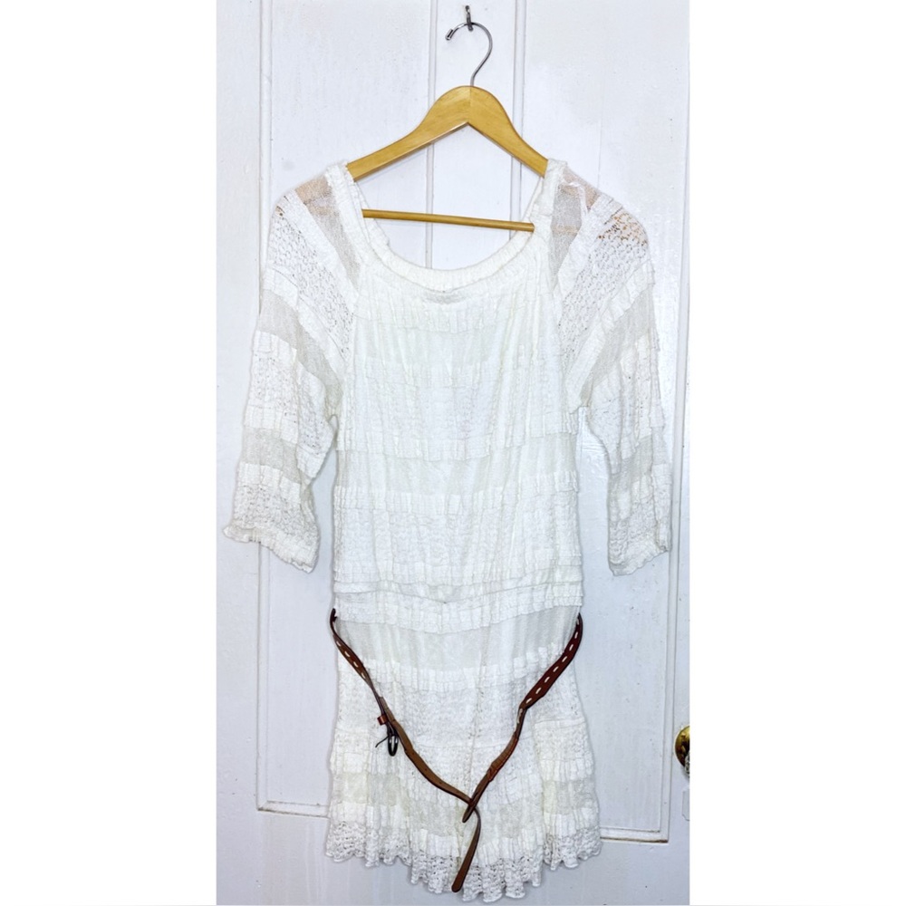 NWT Candie’s : size M : crochet floral lace ruffle boho cottagecore mini dress